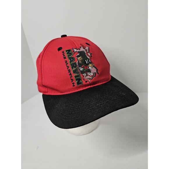 Warner Bros. Other - Vintage Looney Tunes Marvin Martian Snapback Hat 1997 Embroidered Red Black